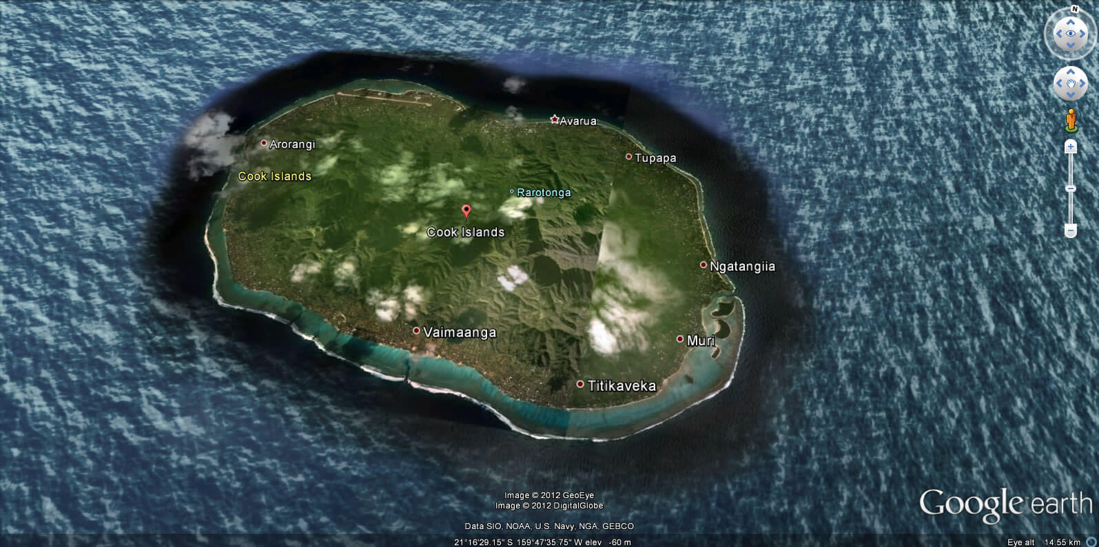 Cookinseln erde karte